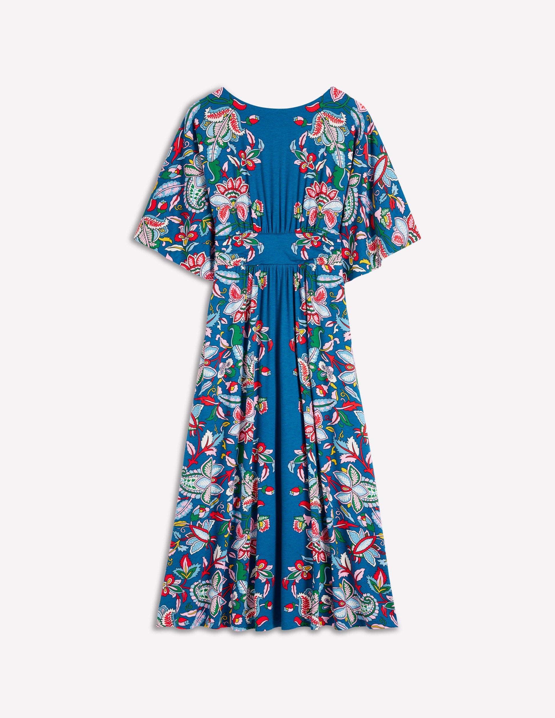 Imelda Kimono Jersey Dress-Blue, Botanical Trail-5