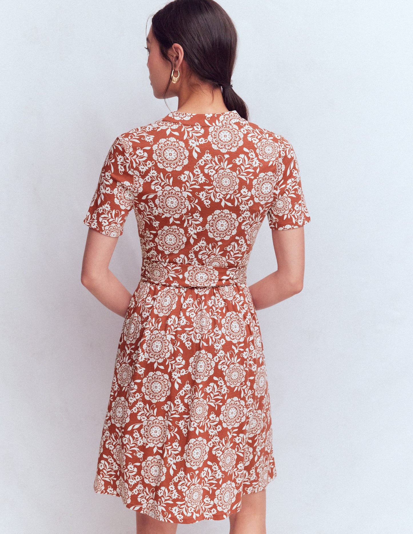 Daisy Flippy Jersey Dress-Roasted Chestnut, Blossom