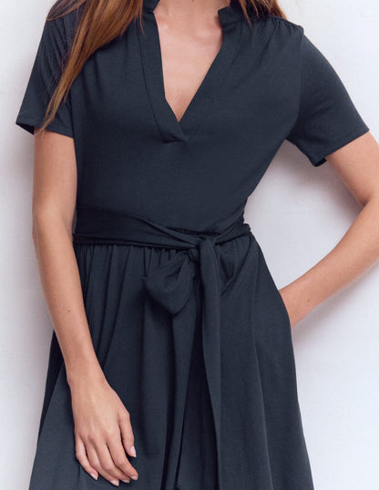 Daisy Flippy Jersey Dress-Navy-2