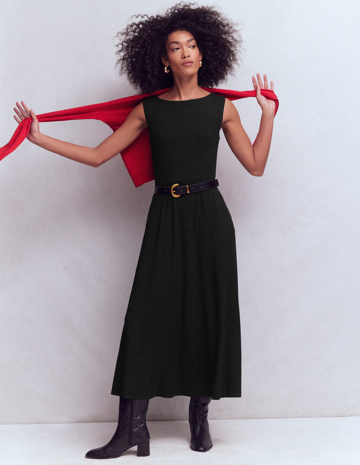 Tamsin Jersey Midi Dress-Black