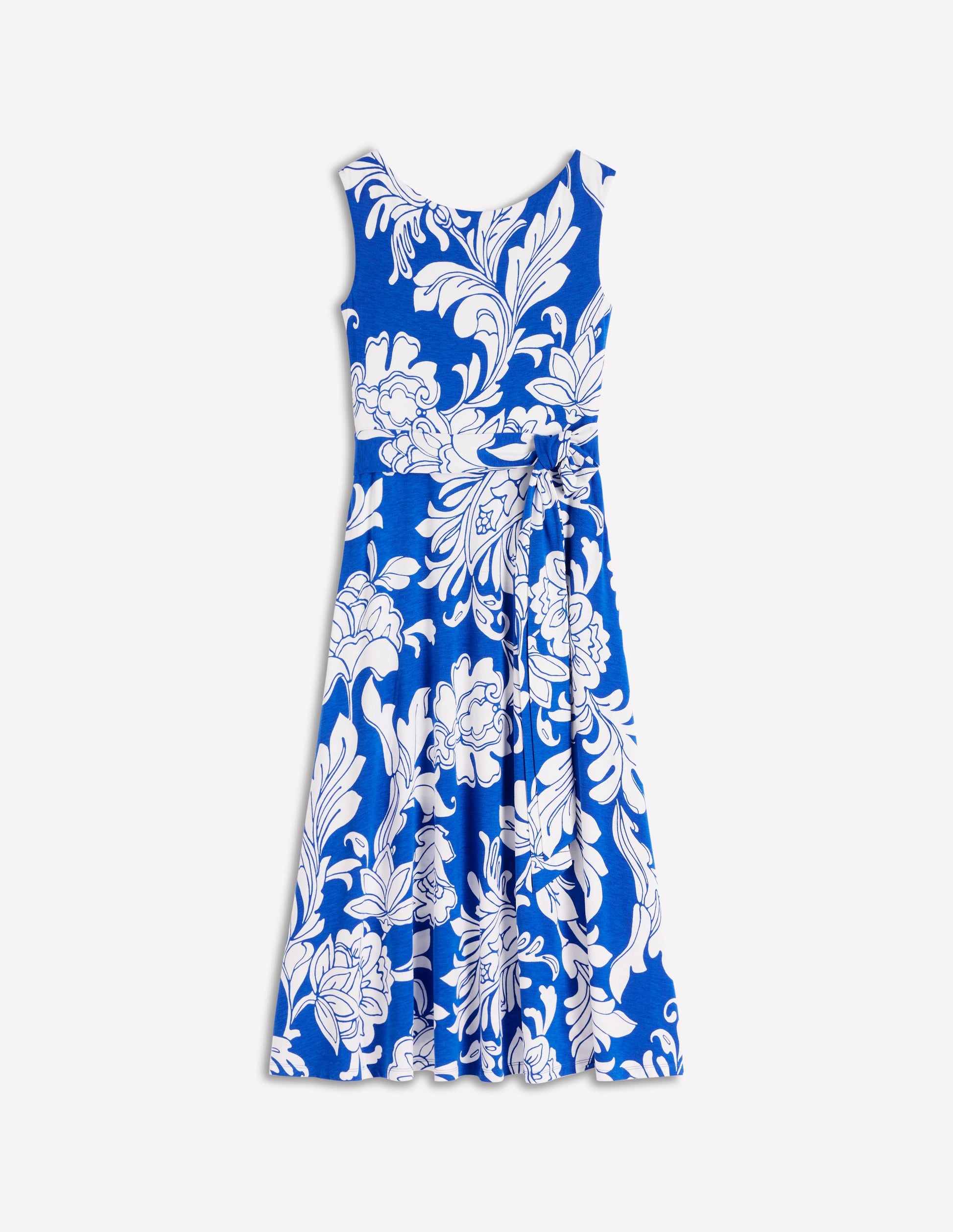 Tamsin Jersey Midi Dress-Blue, Botanical Flourish Mono-5