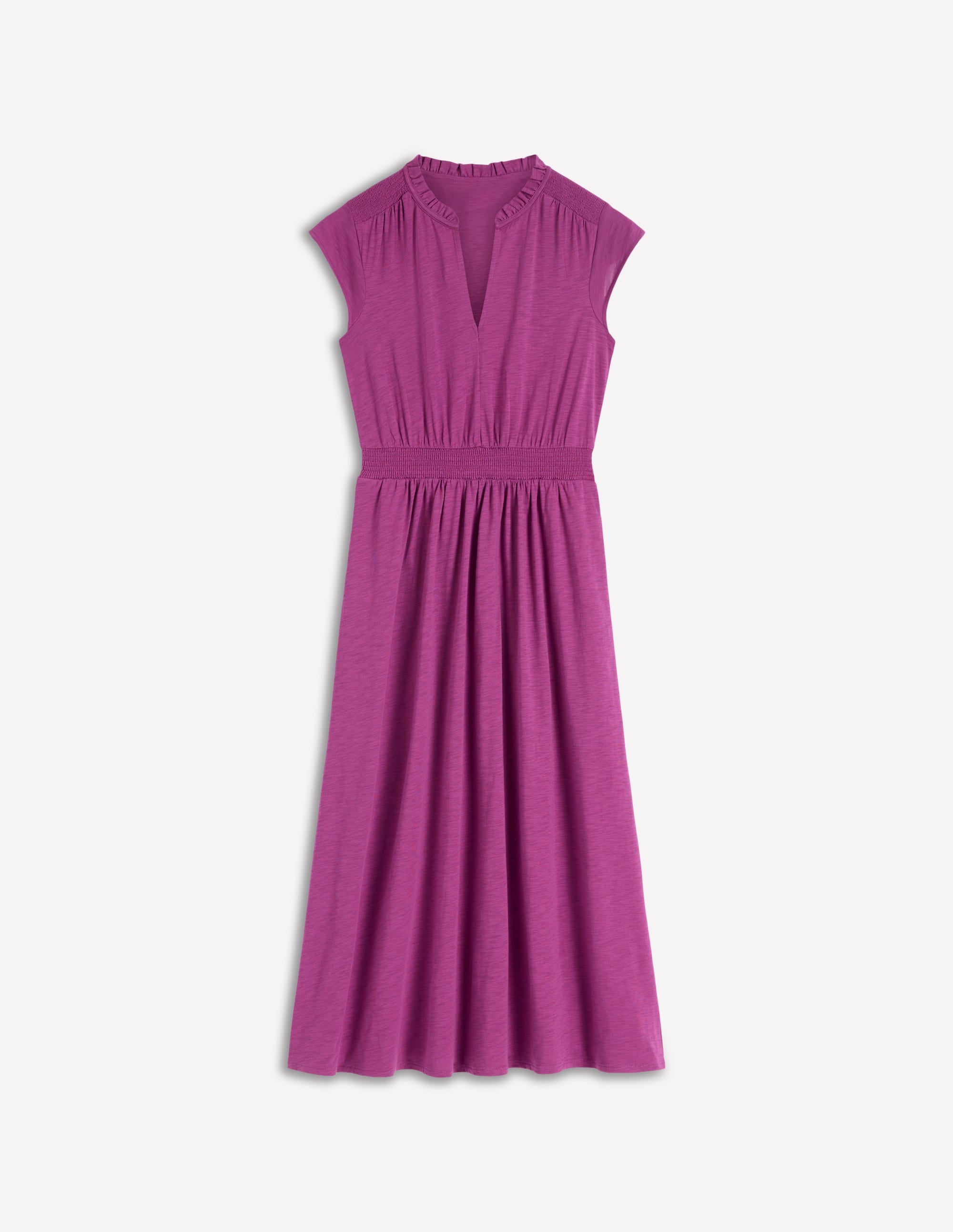 Alba Smocked Jersey Midi Dress-Damson - Image 6