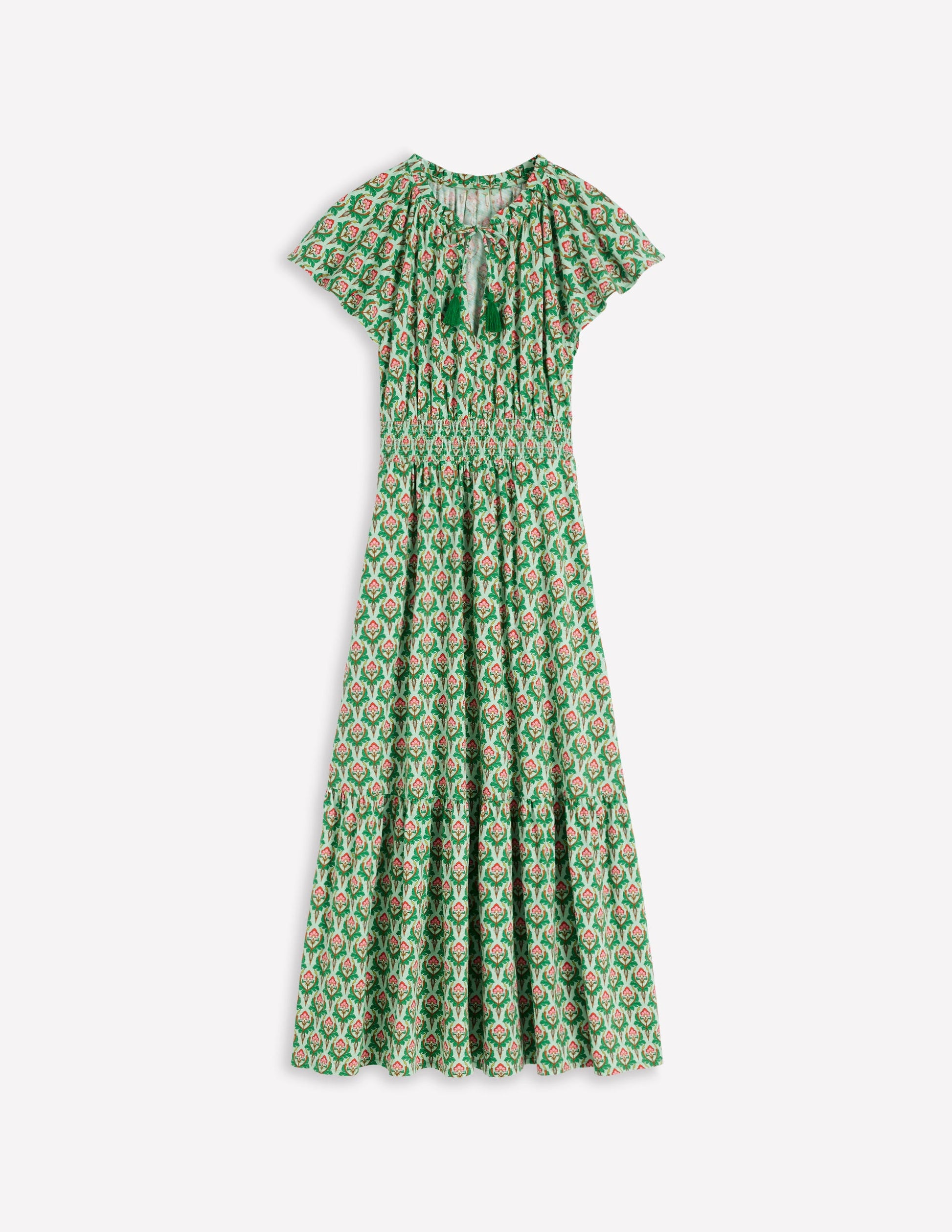 Tala Tiered Jersey Maxi Dress-Pistachio, Ornamental Stamp-6