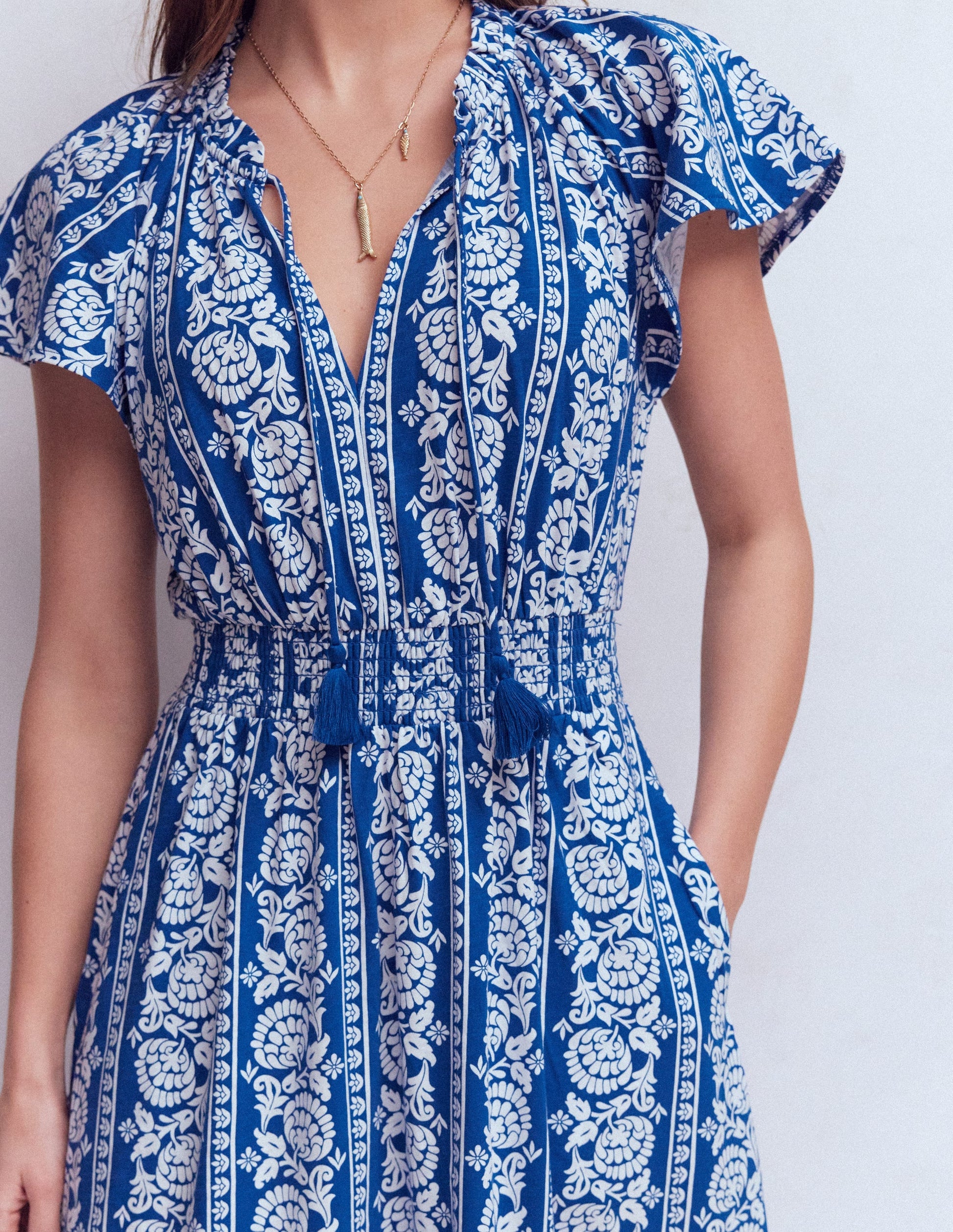 Tala Tiered Jersey Maxi Dress-Bright Blue, Ornate Floret-2