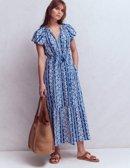 Tala Tiered Jersey Maxi Dress-Bright Blue, Ornate Floret-5