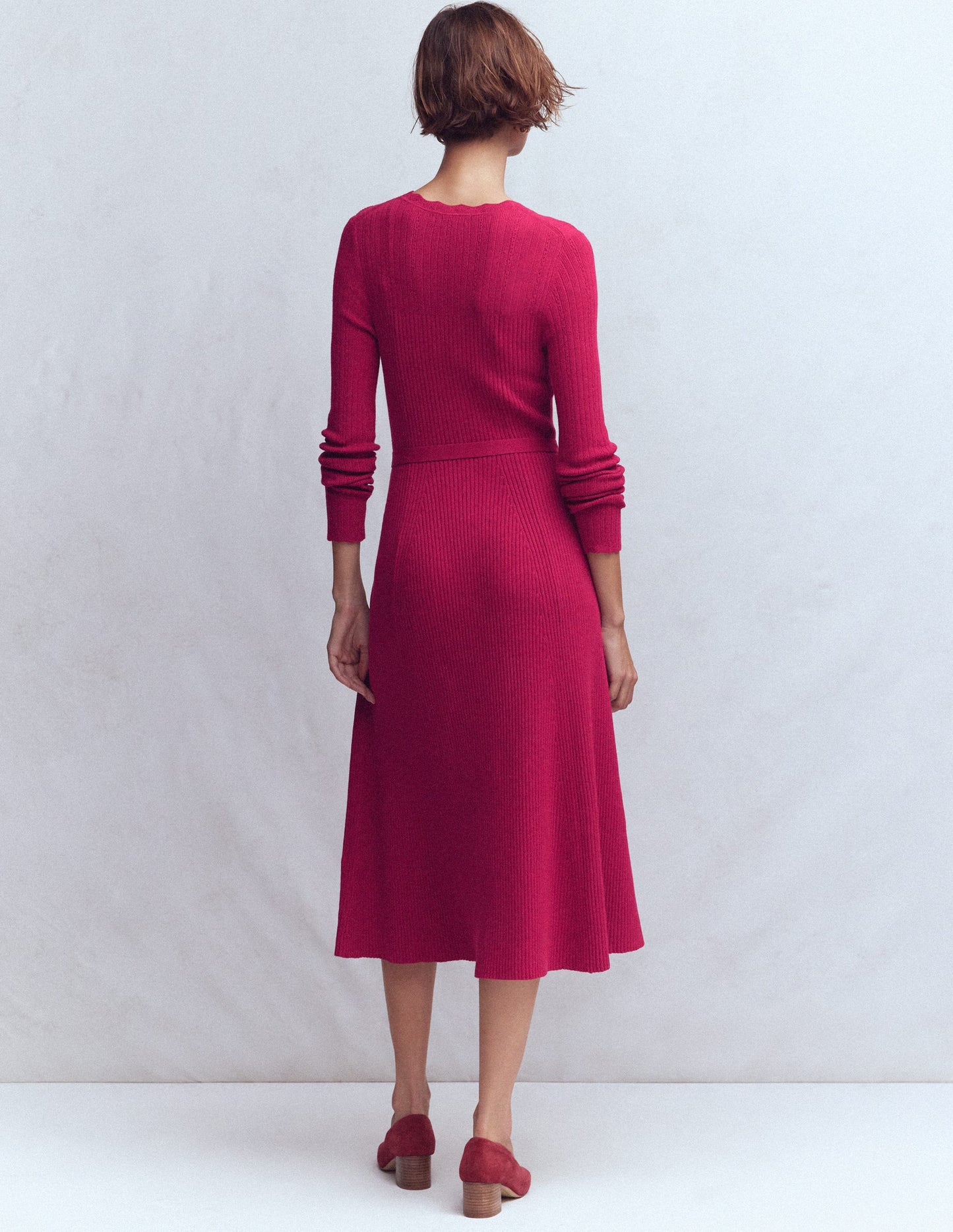 Isobel Knitted Midi Dress-Pomegranate