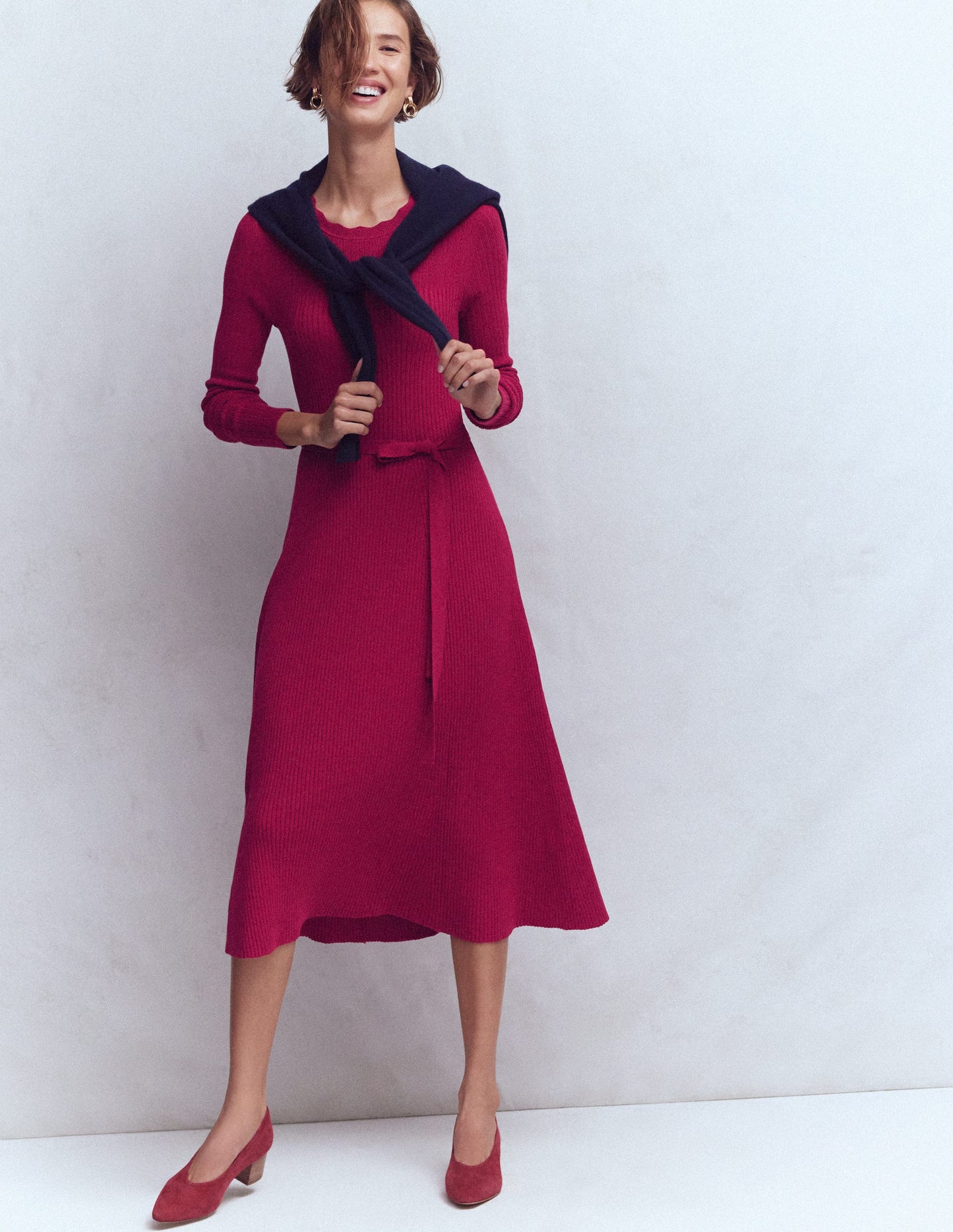 Isobel Knitted Midi Dress-Pomegranate