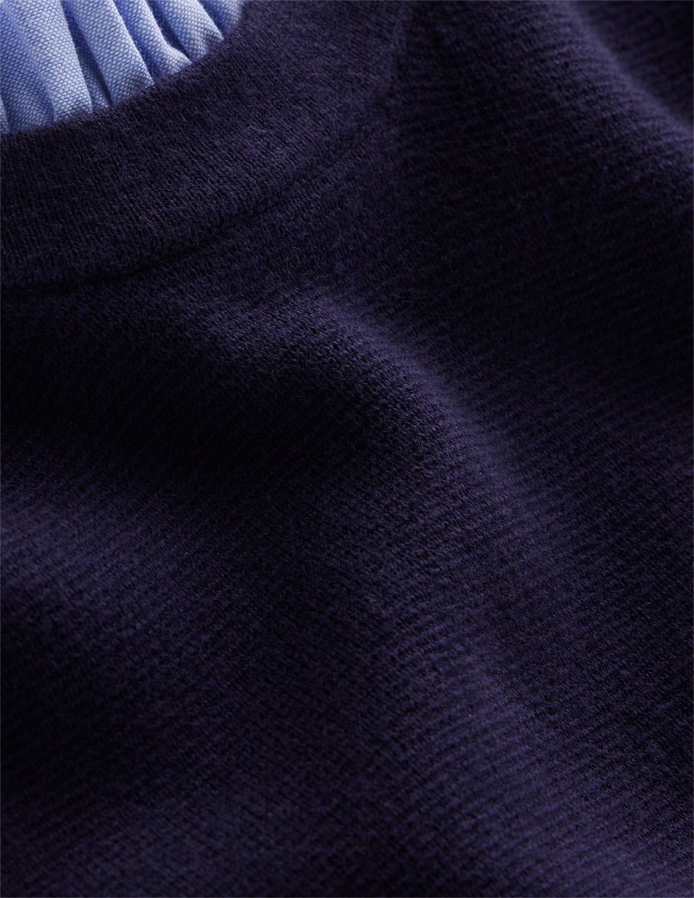 Woven Trim Knit Dress-Navy