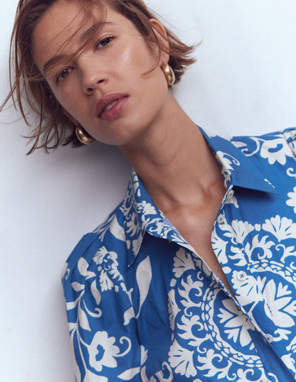 Alexa Long Sleeve Midi Dress-Dark Blue, Decorative Blossom-3