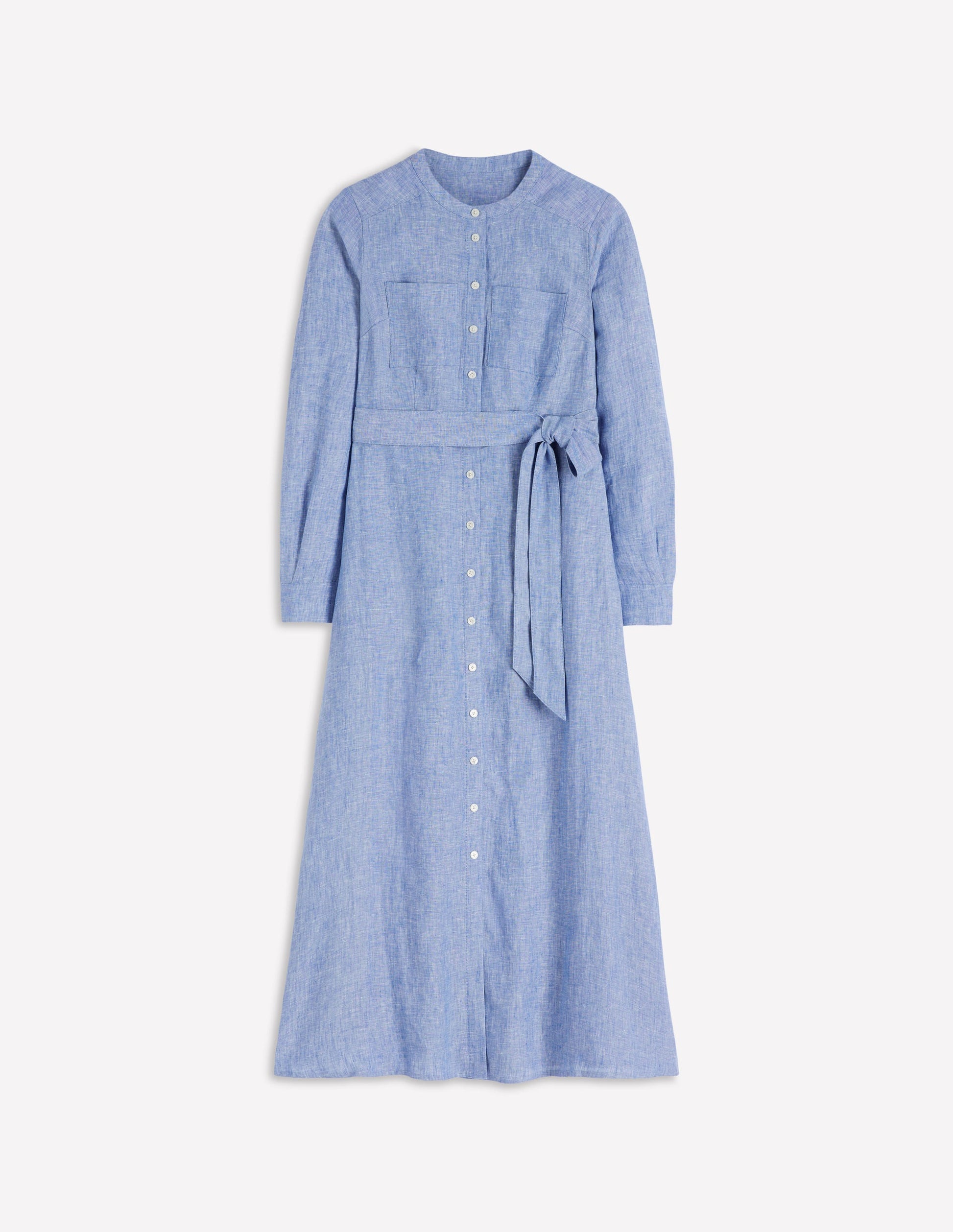 Mollie Linen Midi Dress-Chambray-5