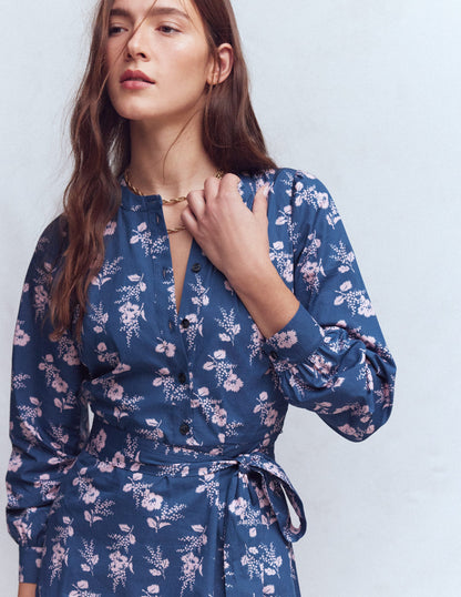 Ava Cotton Midi Dress-Navy, Blossomy Sprig-3