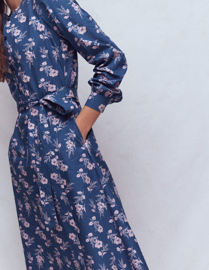 Ava Cotton Midi Dress-Denim Blue, Blossomy Sprig-3