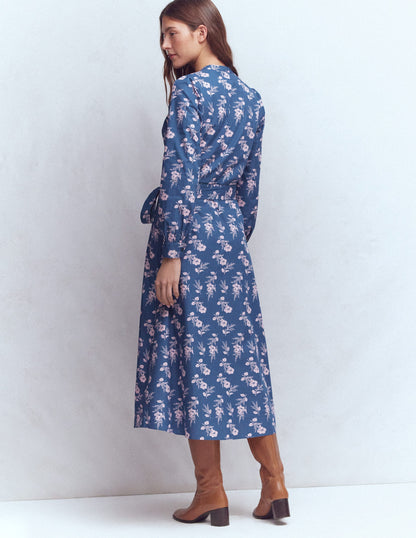 Ava Cotton Midi Dress-Navy, Blossomy Sprig-4