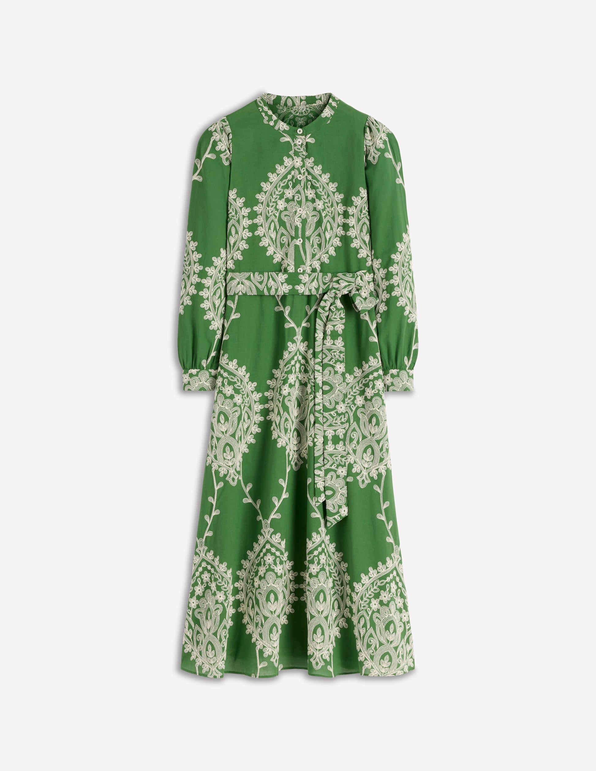 Ava Cotton Midi Dress-Green Broderie-6