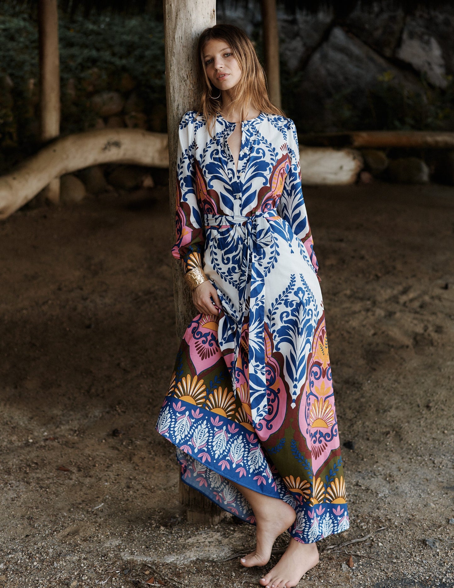 Ava Cotton Midi Dress-Multi, Ornamental Garden