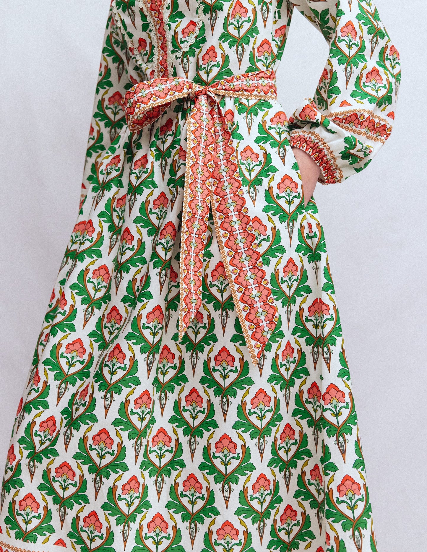 Cary Cotton Midi Dress-Multi, Ornamental Stamp