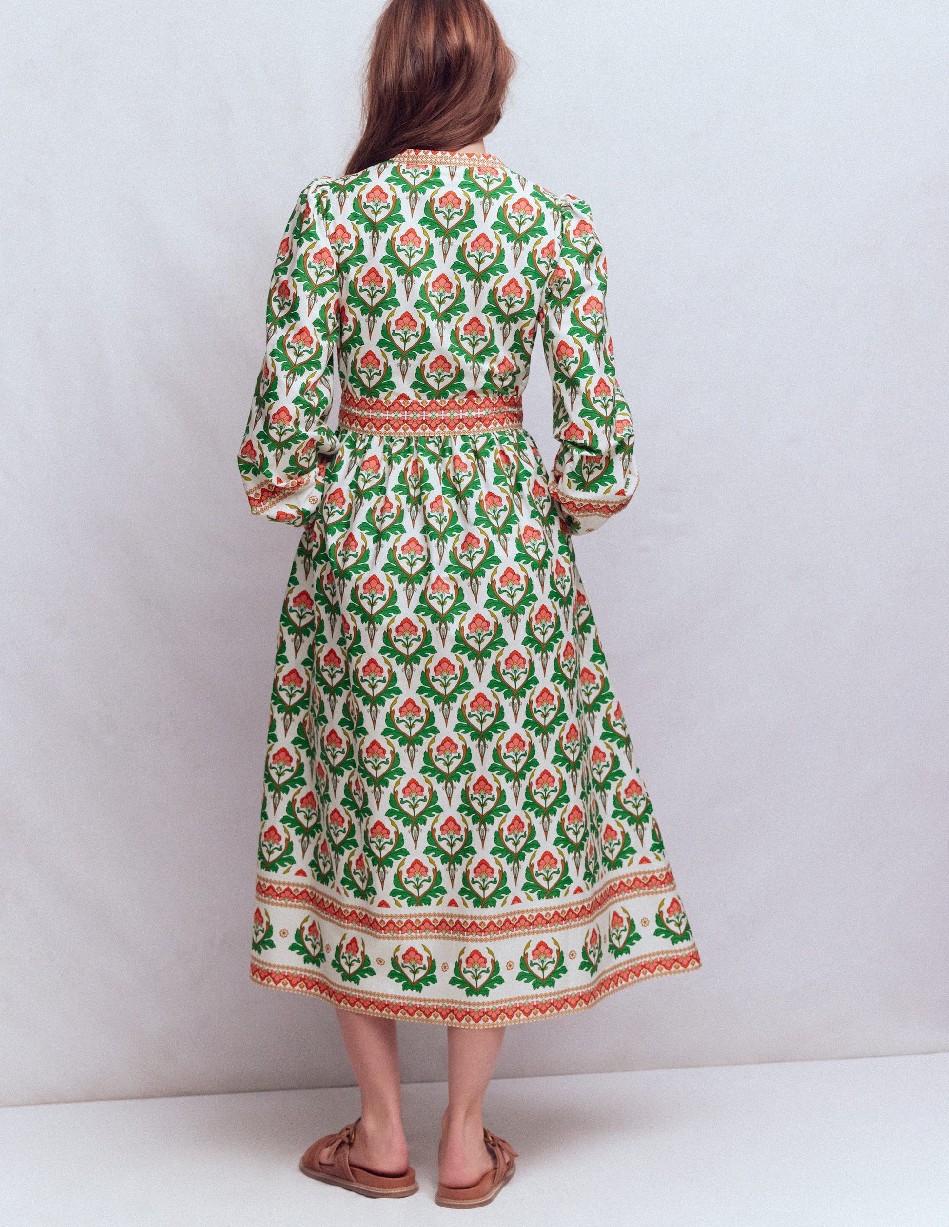 Cary Cotton Midi Dress-Multi, Ornamental Stamp-4