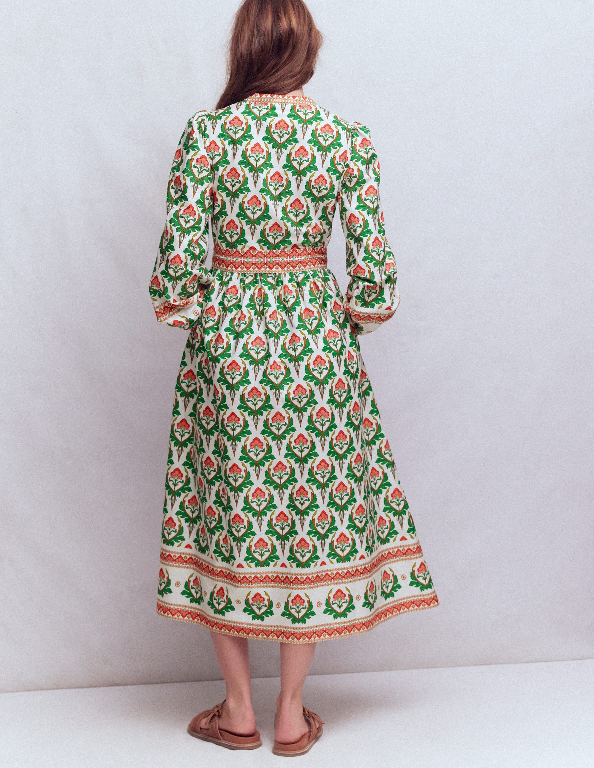 Cary Cotton Midi Dress-Multi, Ornamental Stamp - Image 3