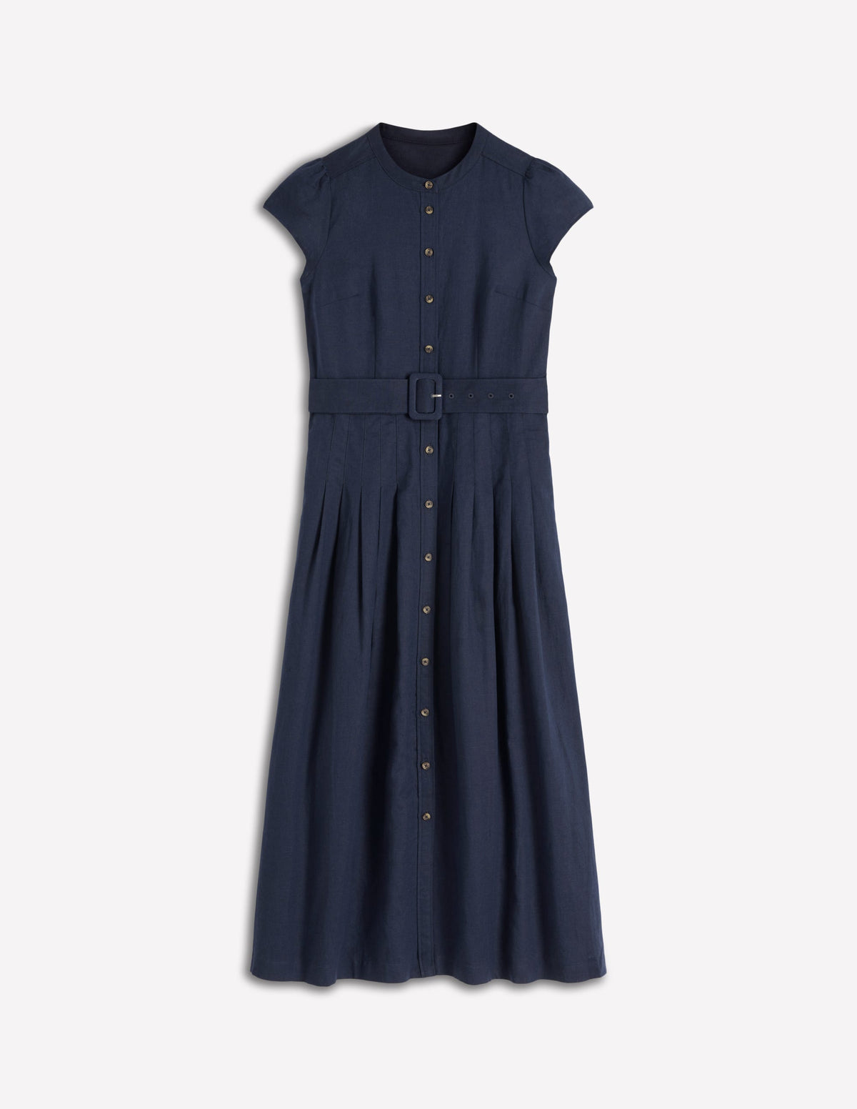 Arabella Linen Blend Dress-Navy - Image 5