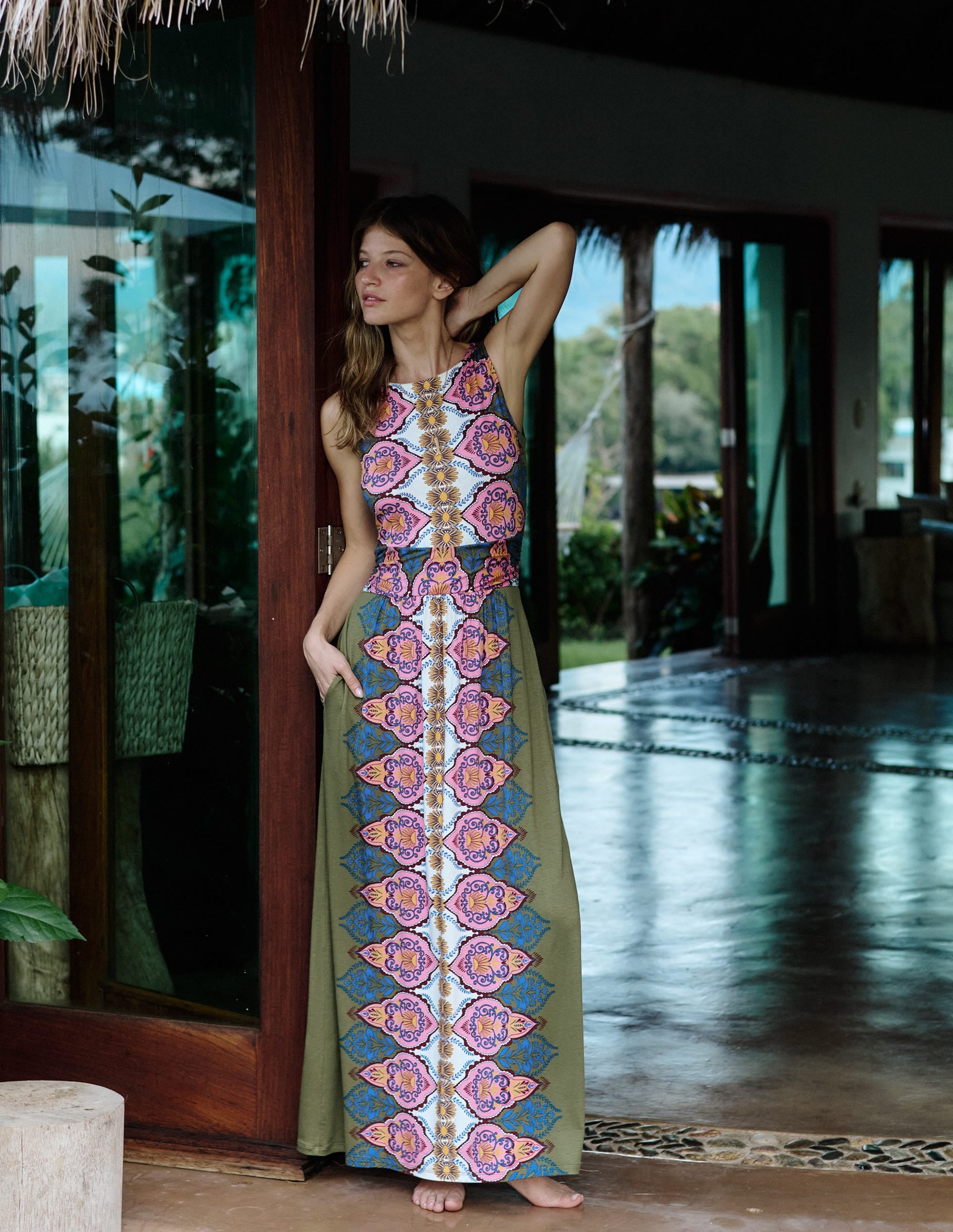 Antonia Jersey Maxi Dress-Multi, Ornamental Garden - Image 5
