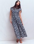 Arabella Cotton Maxi Dress-Navy, Decorative Blossom