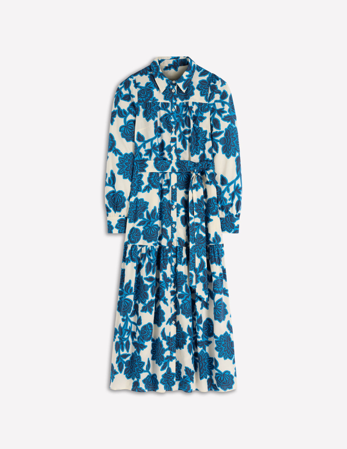 Ellie Cotton Maxi Shirt Dress-Ivory Floral Frenzy - Image 5