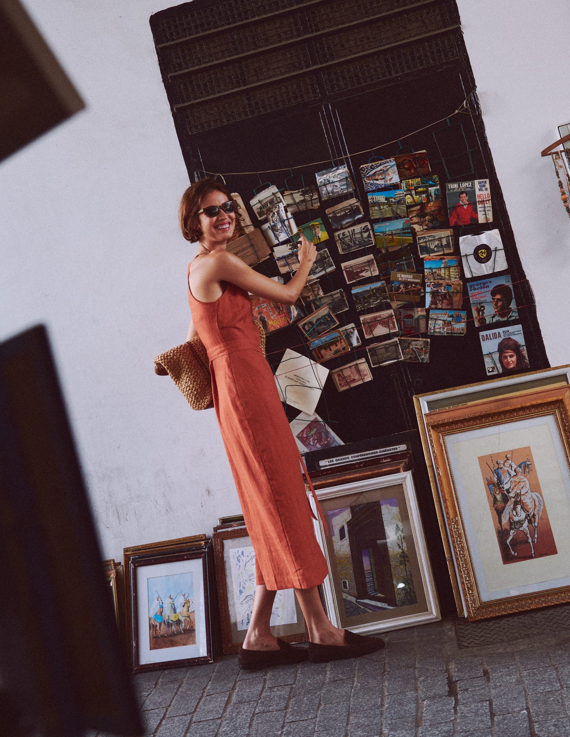 Rosa Halter Linen Midi Dress-Burnt Orange-5