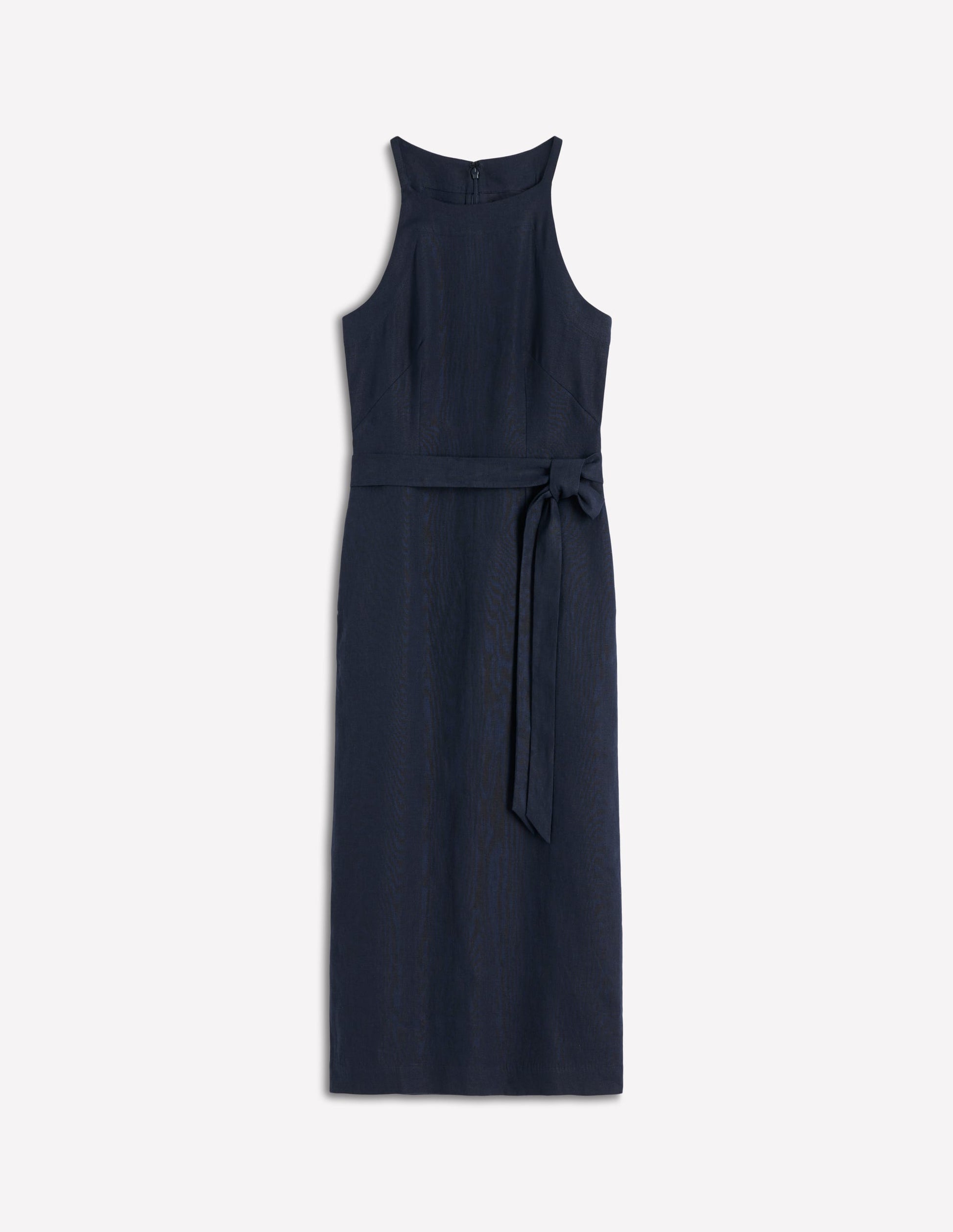 Rosa Halter Linen Midi Dress-Navy-5