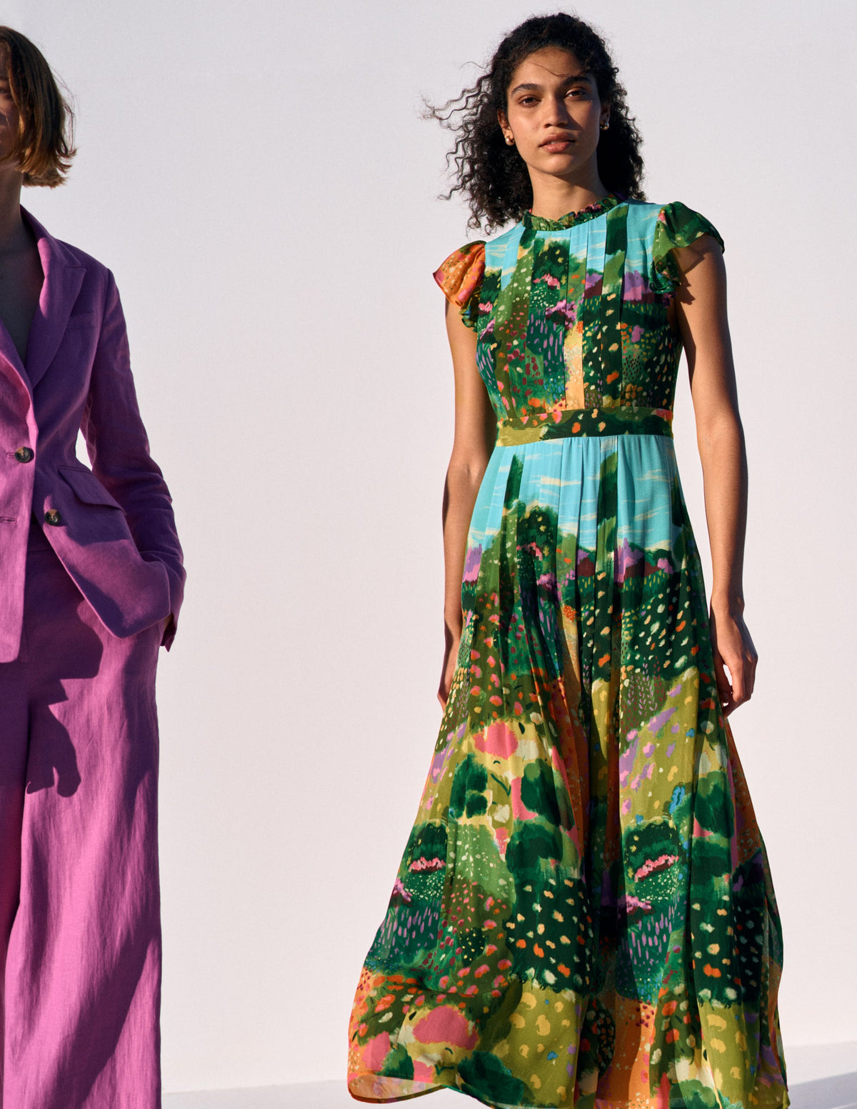 Pleat Ruffle Maxi Dress-Multi, Garden Path - Image 7