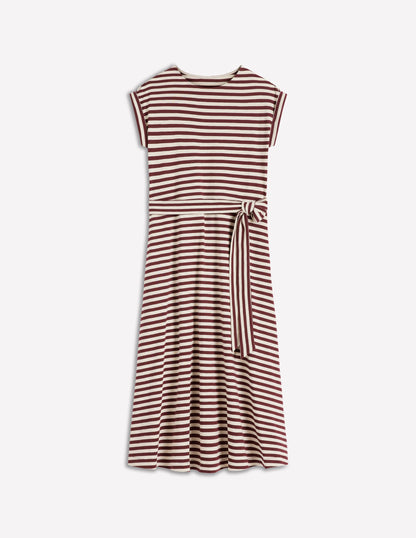 Eve Jersey Midi Dress-Deep Wisteria, Ivory Stripe-6