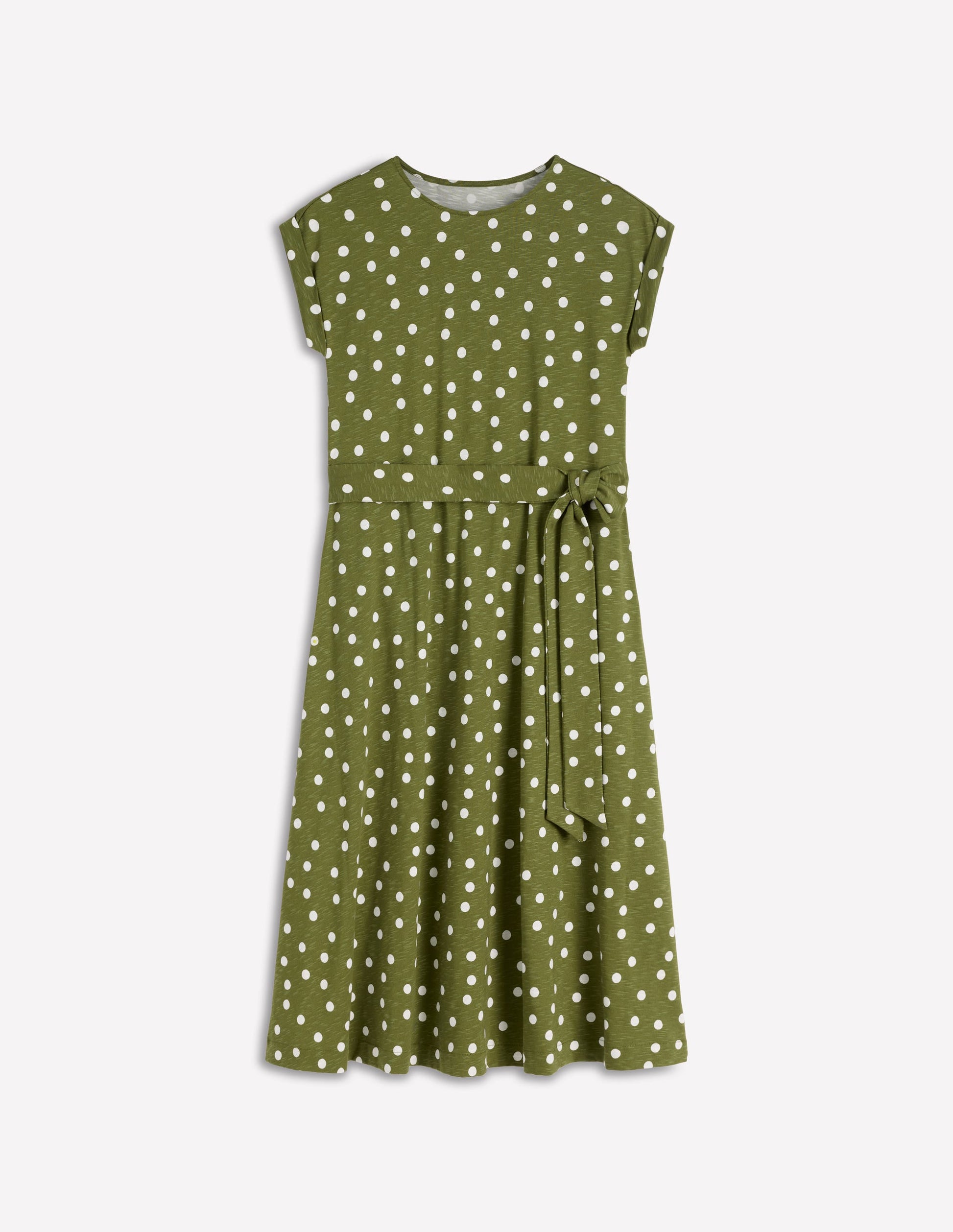 Eve Jersey Midi Dress-Olive, Painted Dot Spaced-6