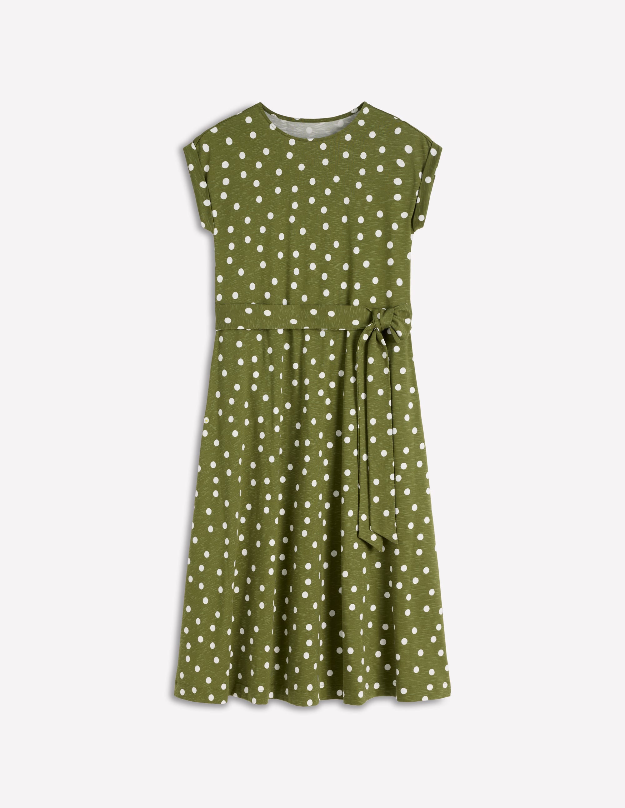 Eve Jersey Midi Dress-Olive, Painted Dot Spaced - Image 6