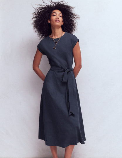 Eve Jersey Midi Dress-Navy-1