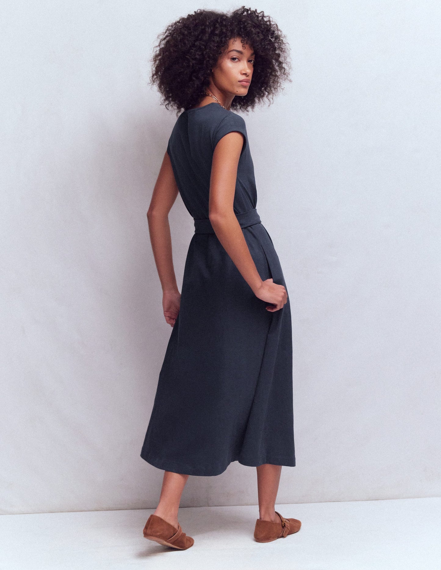 Eve Jersey Midi Dress-Navy