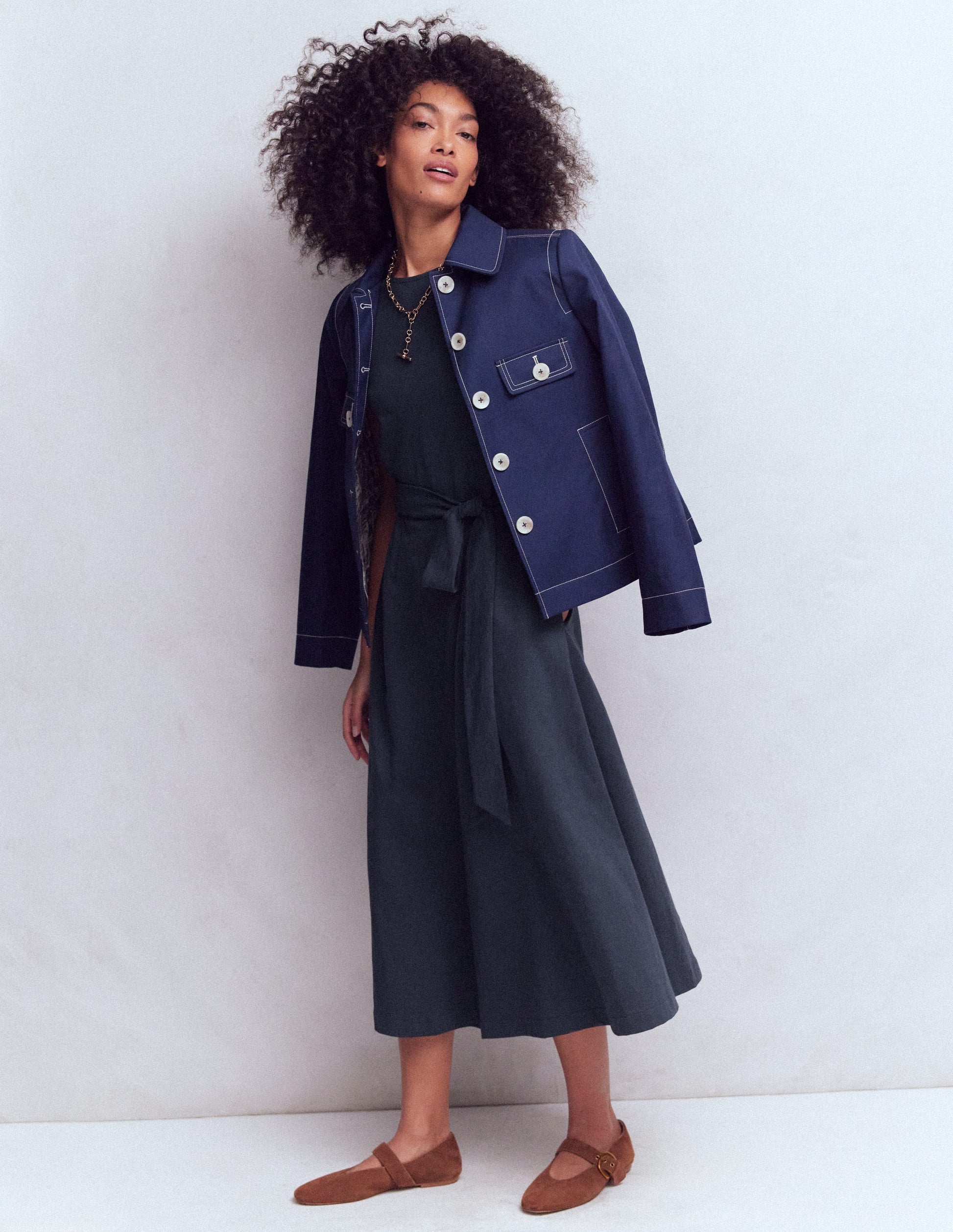 Eve Jersey Midi Dress-Navy-5