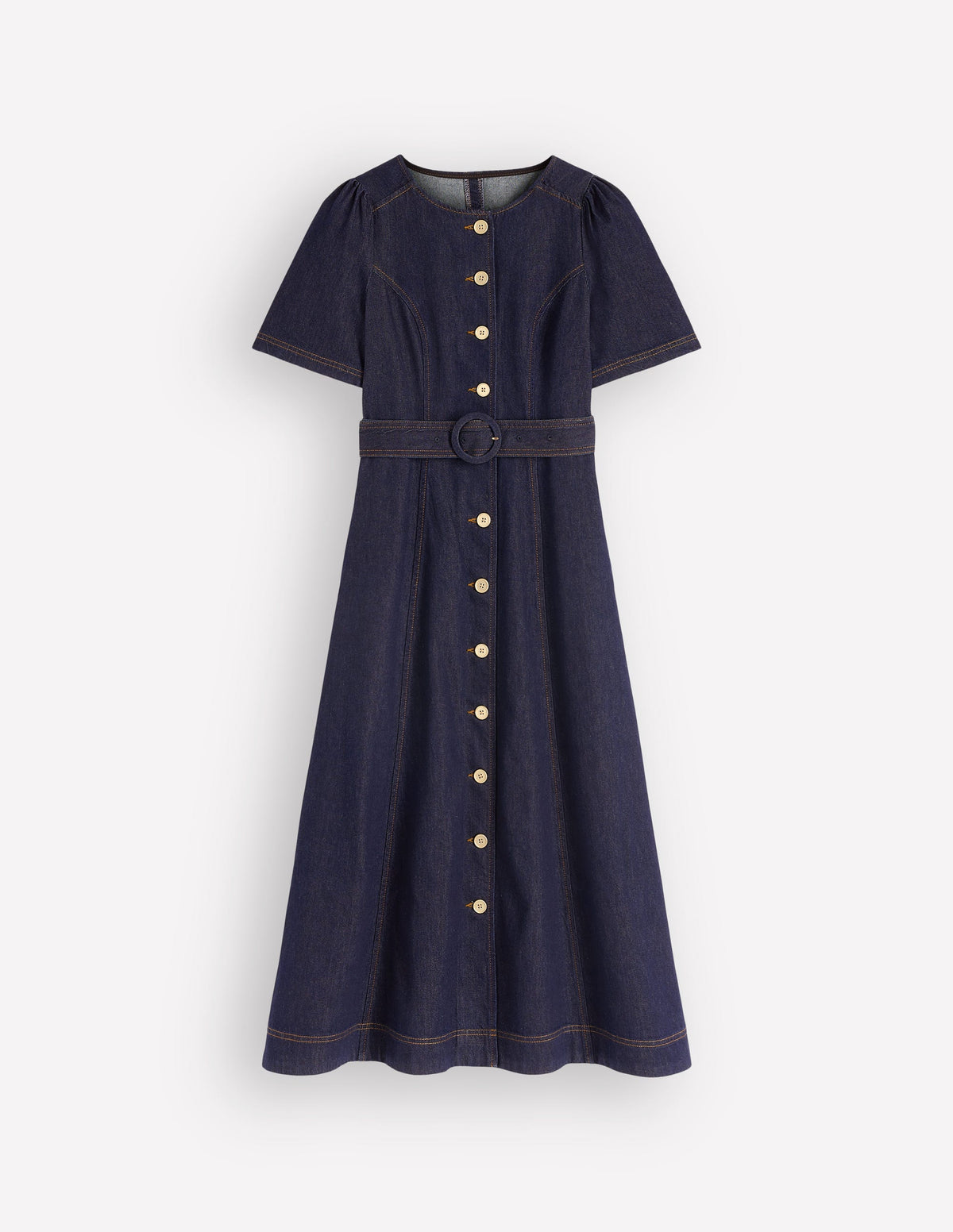 Button Detail Denim Dress-Indigo Wash - Image 5