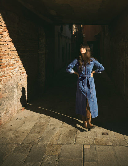 Zip Denim Straight Dress-Mid Vintage Denim-6