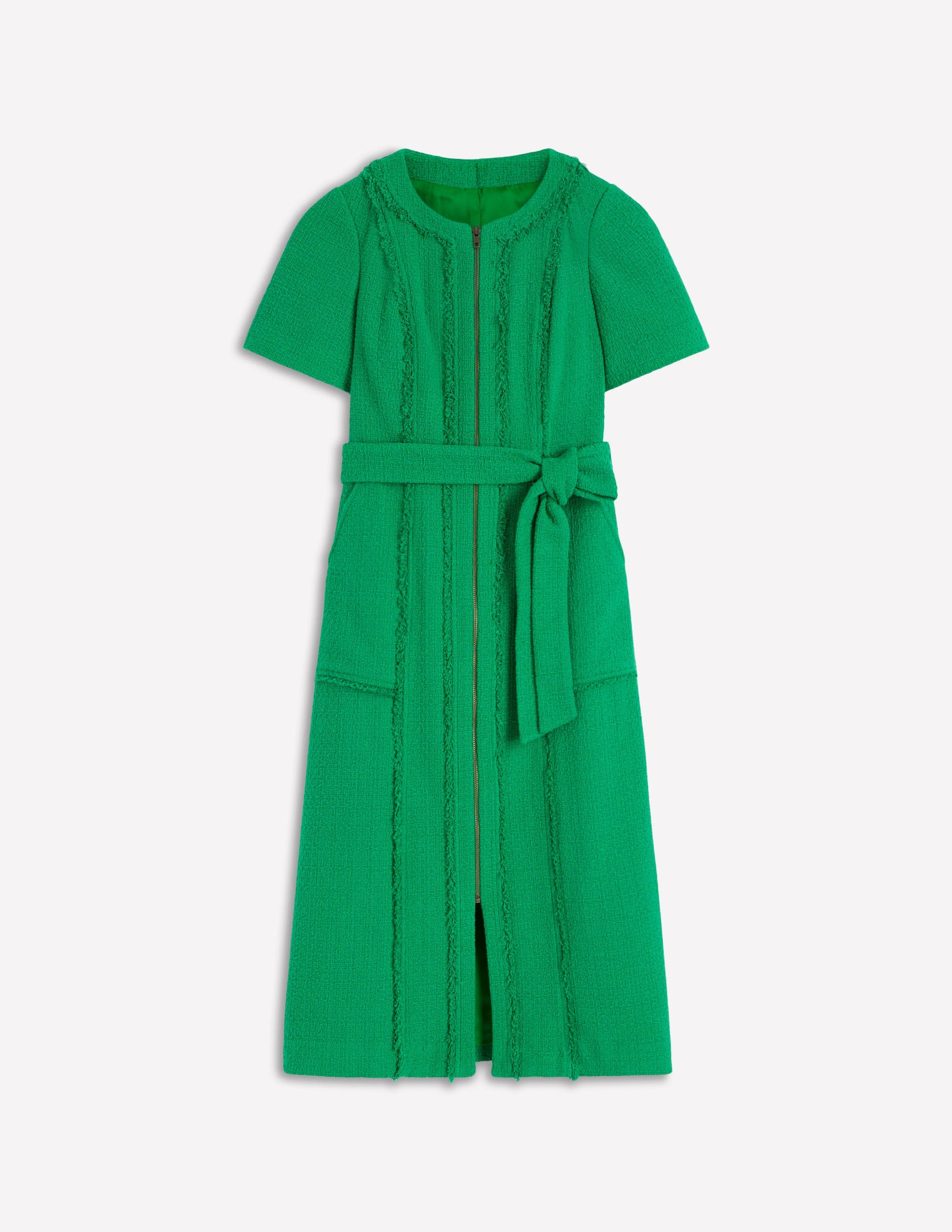 Ruth Zip Texture Dress-Green-5