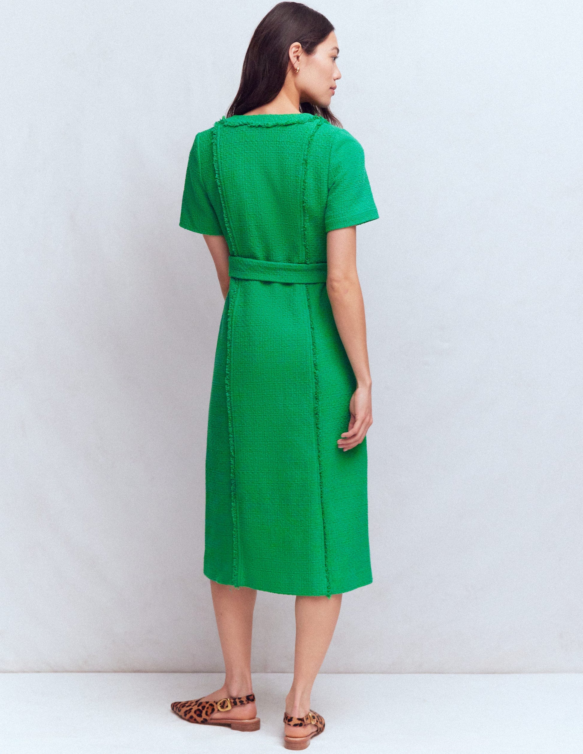 Ruth Zip Texture Dress-Green-3