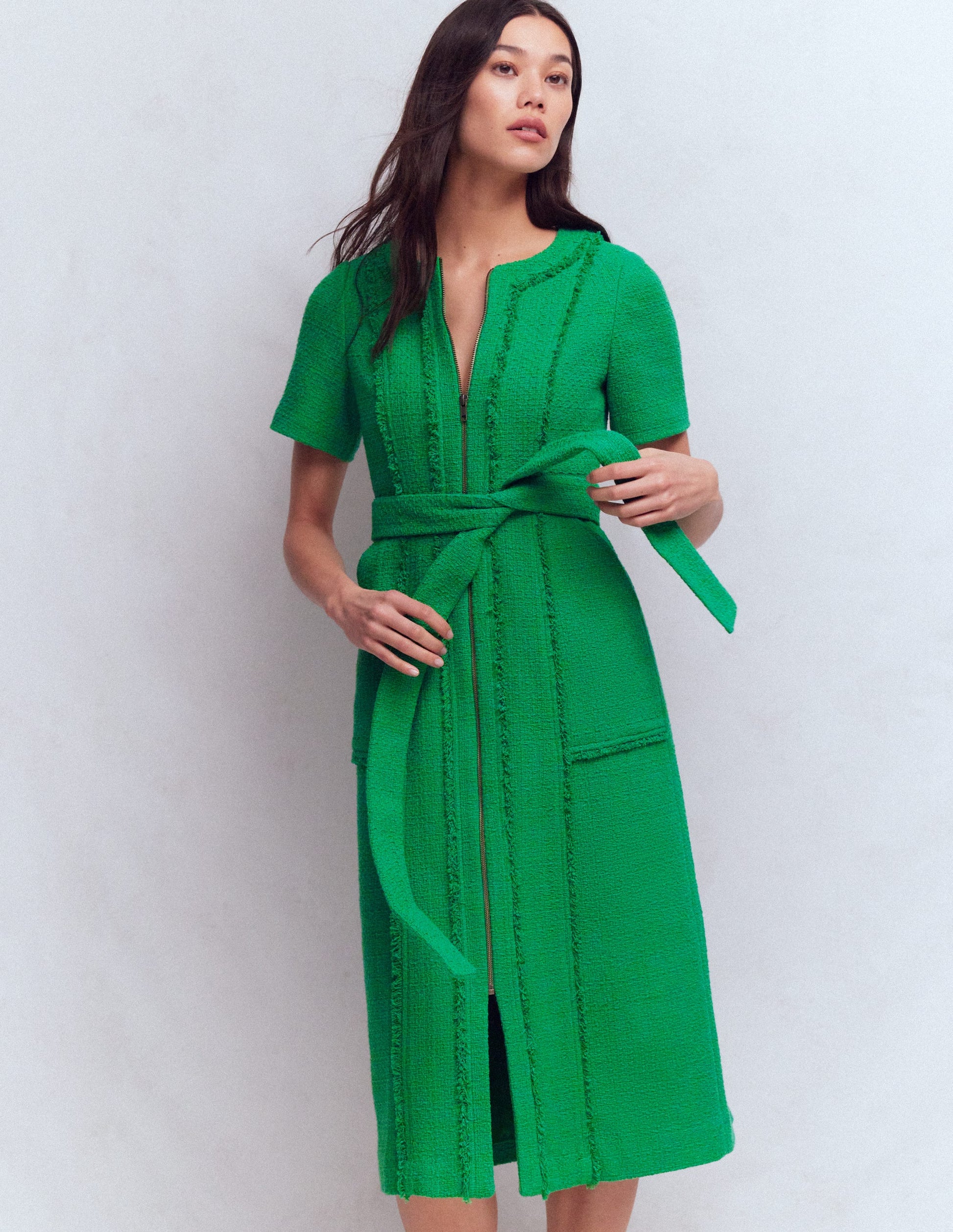 Ruth Zip Texture Dress-Green-4