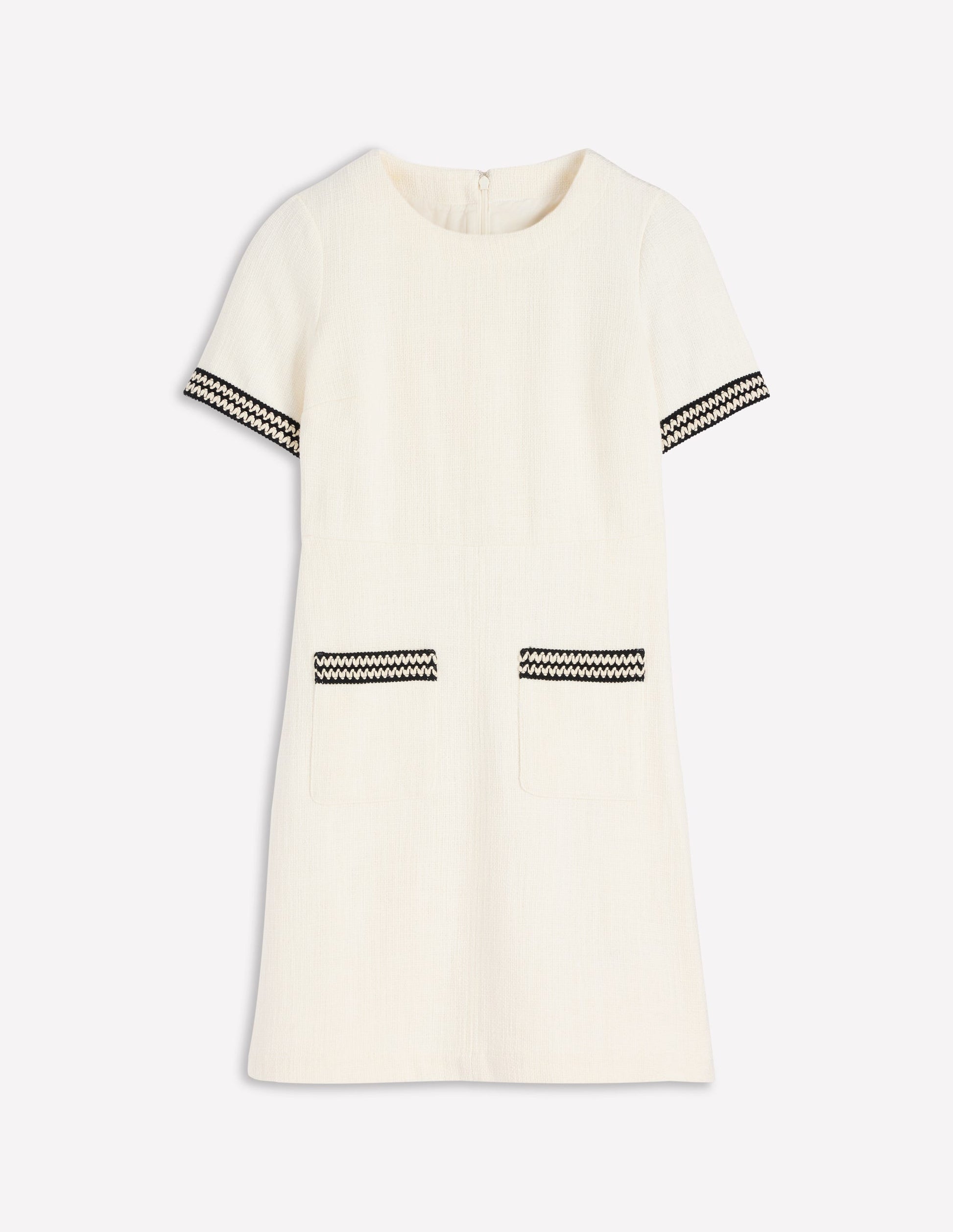 A-Line Trim Short Dress-Ivory-6