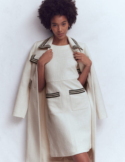 A-Line Trim Short Dress-Ivory-1