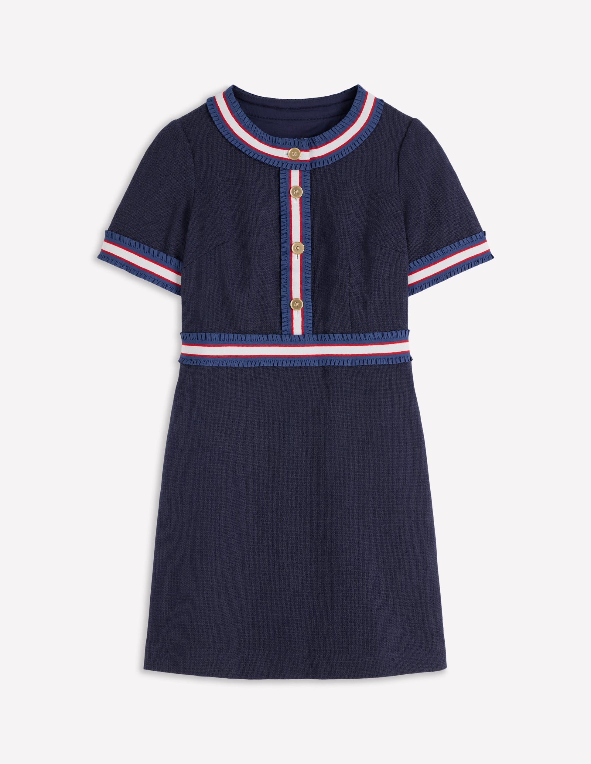 Button Short Dress-Navy-5