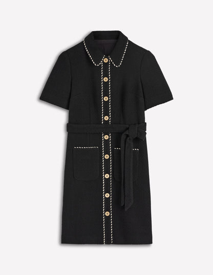 Loren Trim Short Dress-Black-5