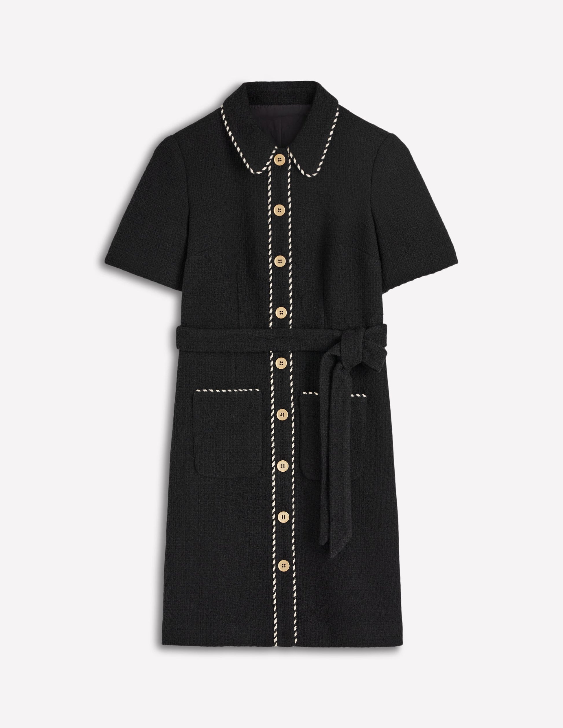 Loren Trim Short Dress-Black-5