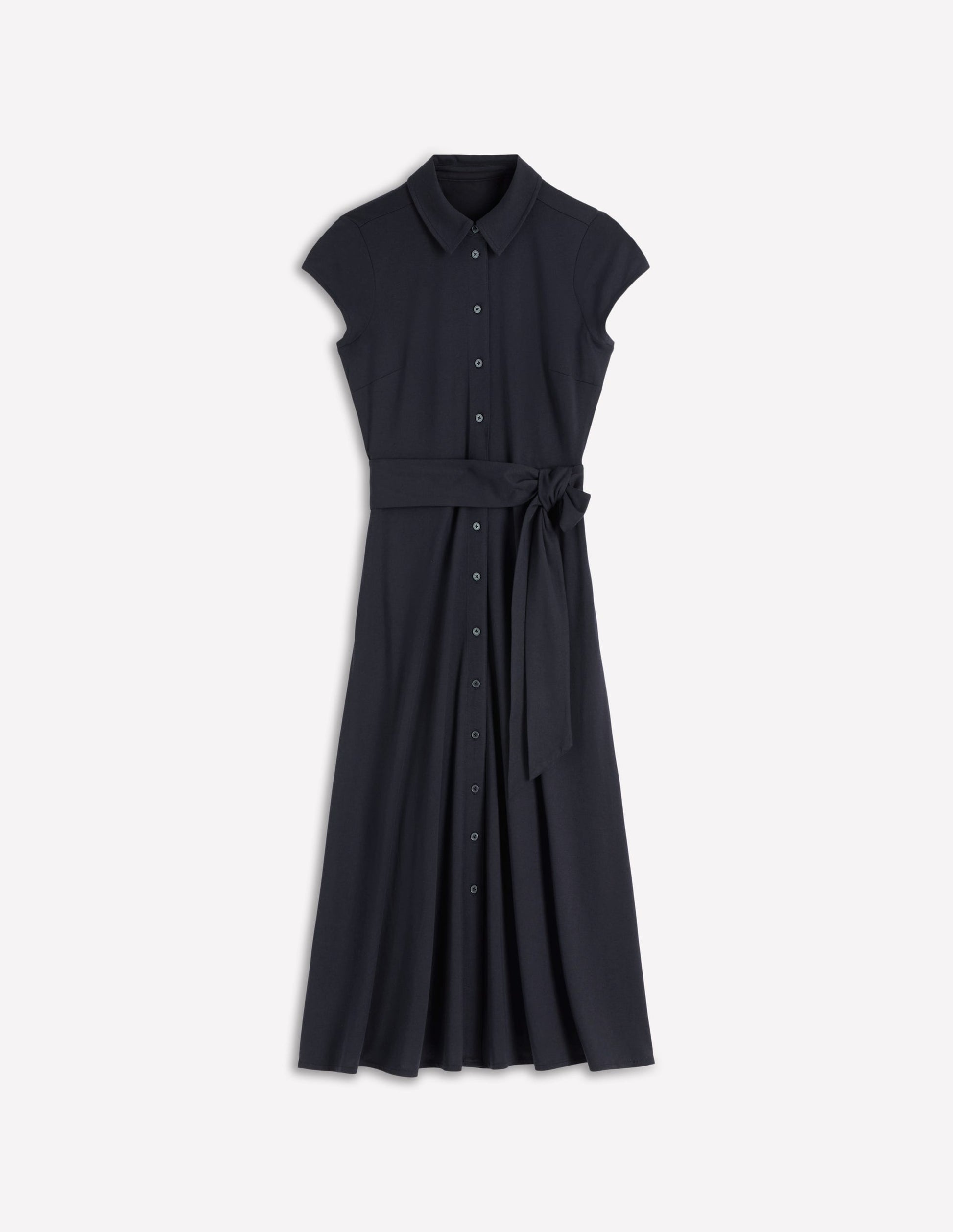 Marcia Jersey Shirt Dress-Navy-6