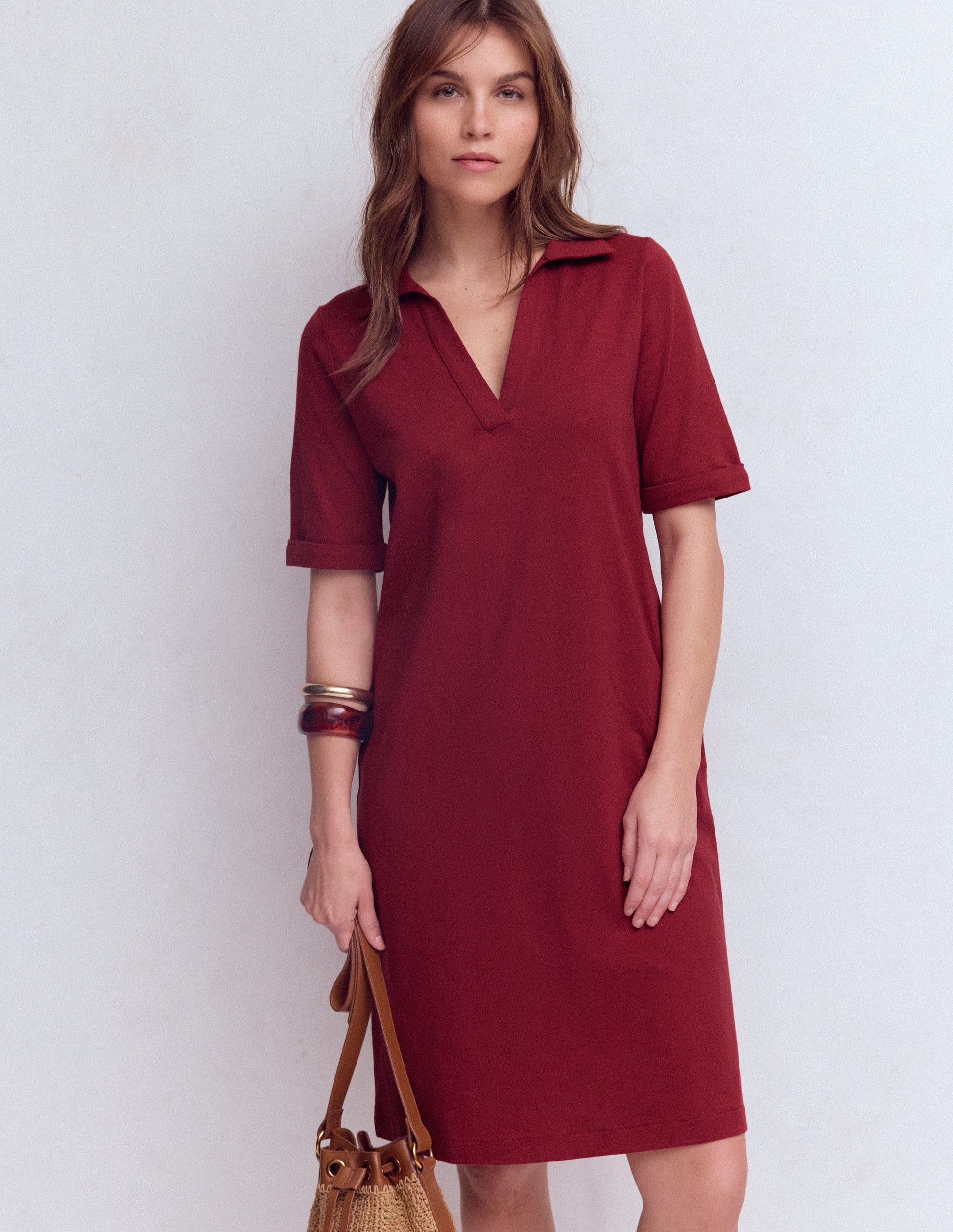 Tilda Jersey T-shirt Dress-Rich Chestnut-1