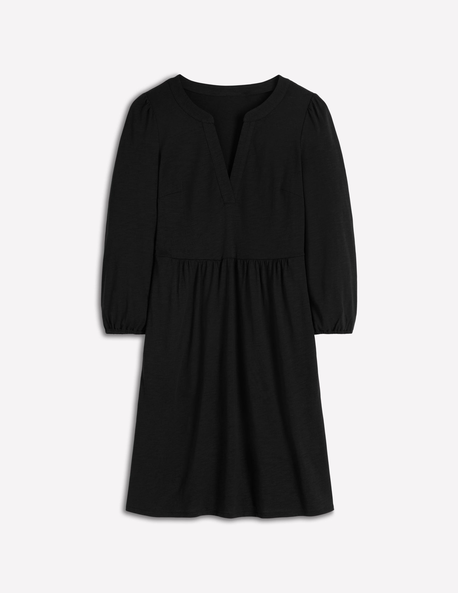 Cathy Notch Neck Jersey Dress-Black-5
