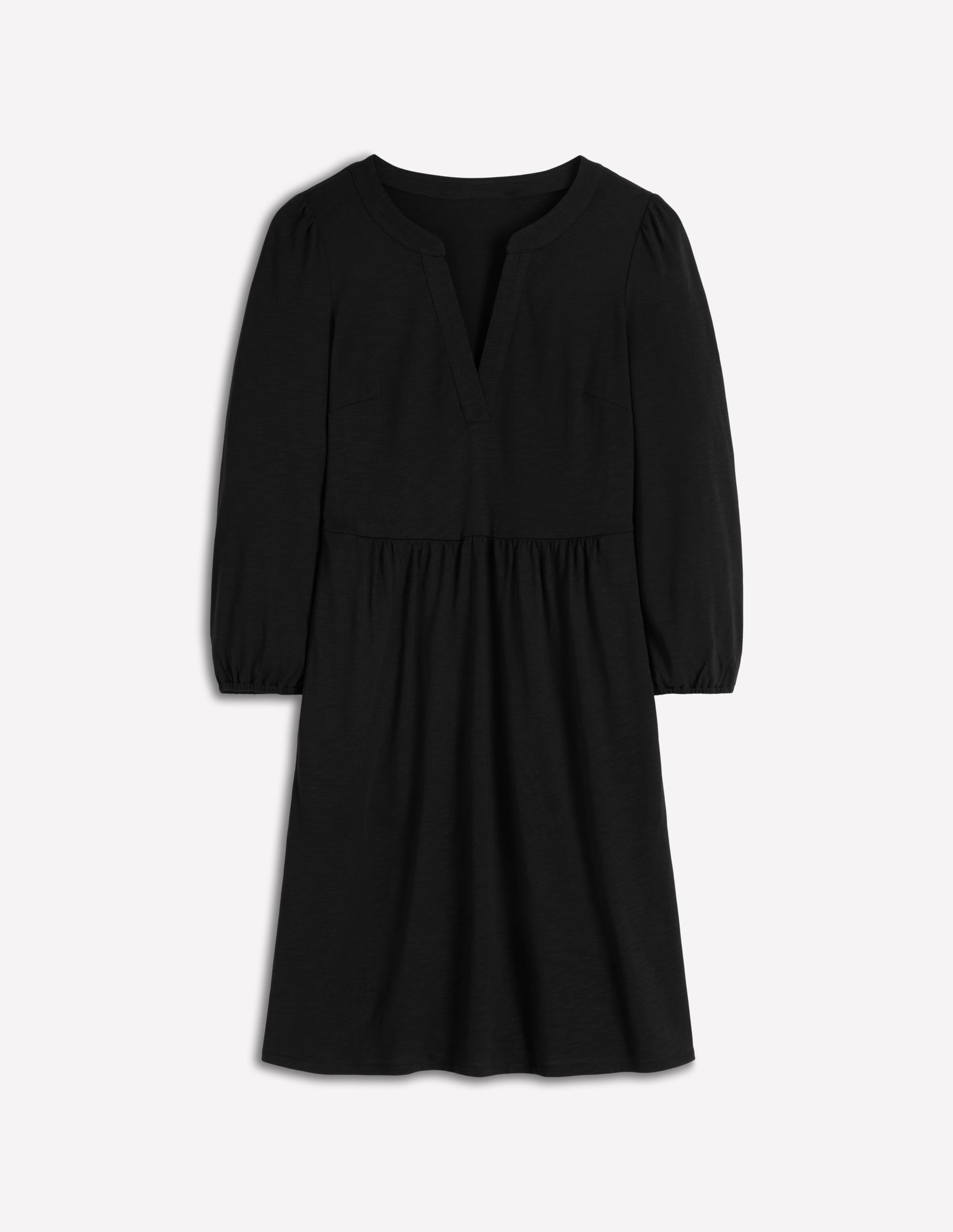 Cathy Notch Neck Jersey Dress-Black - Image 5