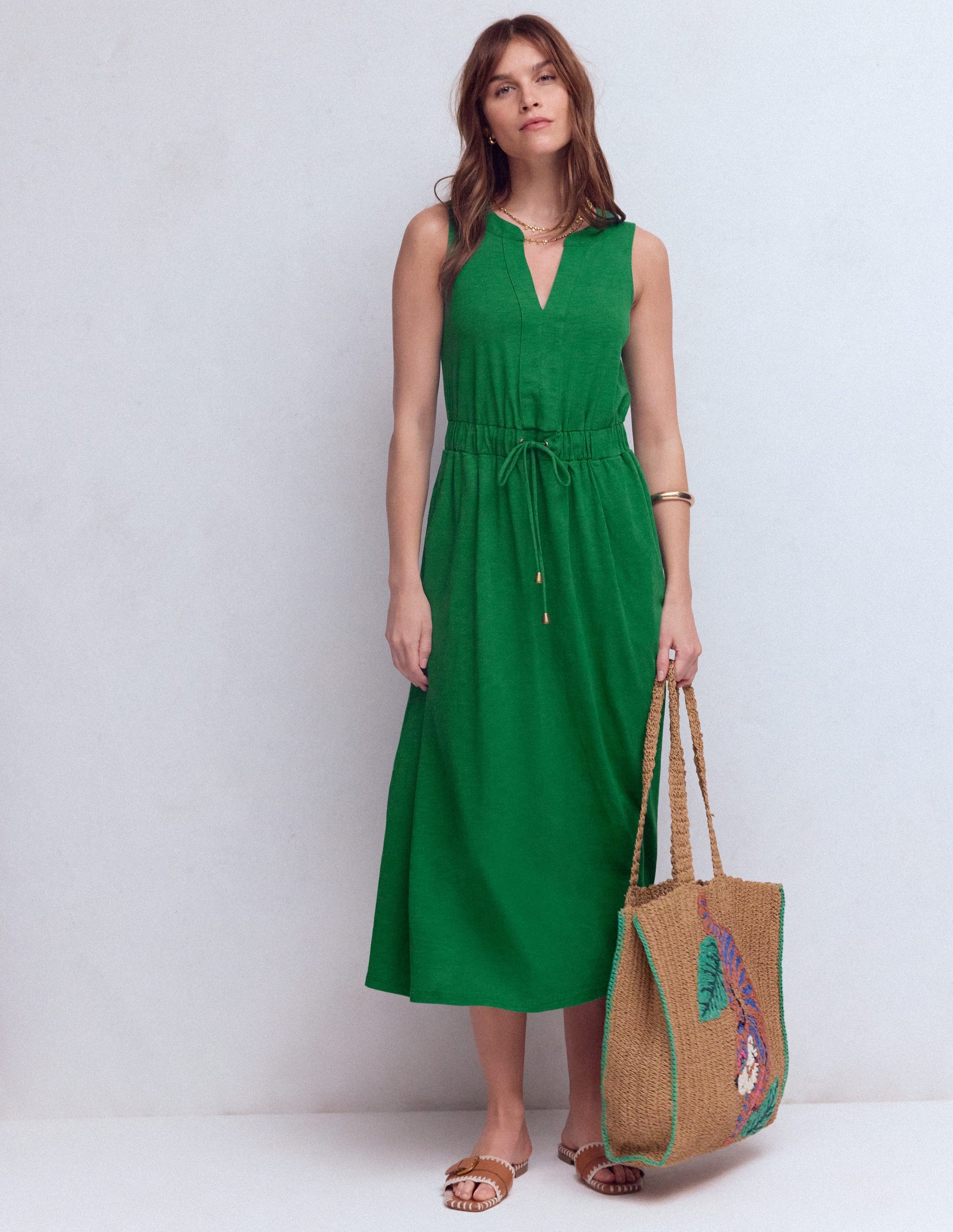 Delphine Midi Jersey Dress-Fresh Green-1
